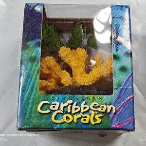 Sea garden Caribbean corals decoration Yellow with plant Brand New